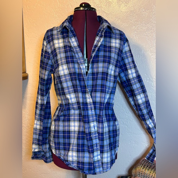 Tommy Hilfiger Tops - Tommy Hilfiger Navy and Light Blue Plaid Shirt